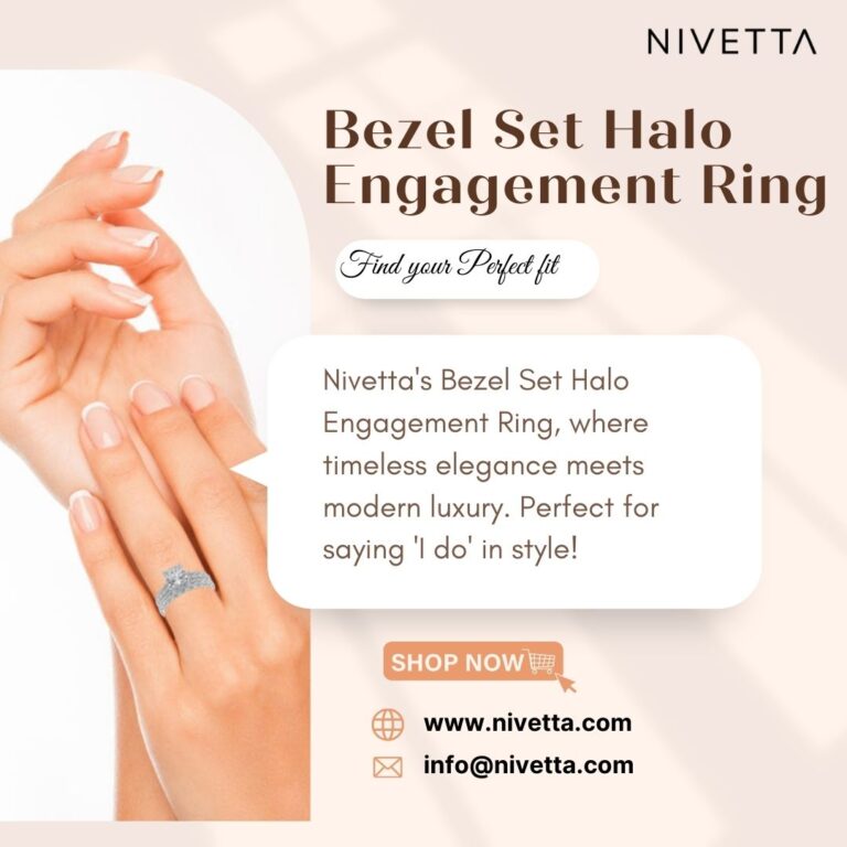 Bezel set halo engagement ring